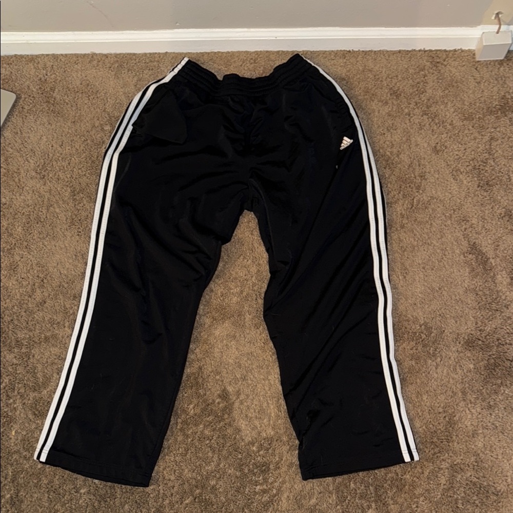 Adidas Black and White Sweatpants with Classic Stripes